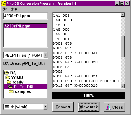 G-Code to SEBasic - Main screen