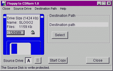 Floppy to CDRom main screen