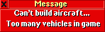  Terrible message, too many vehicles in the game