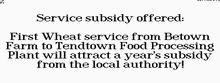 Subsidy for a wheat service